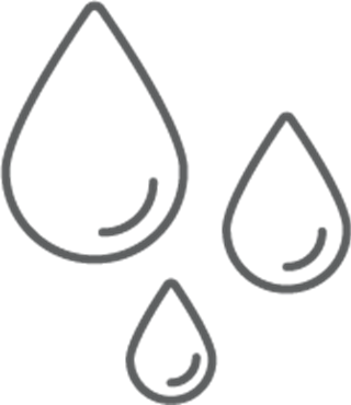 Outline of three water droplets