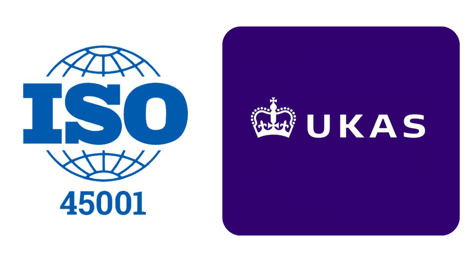2. The ISO 45001 and UKAS logos