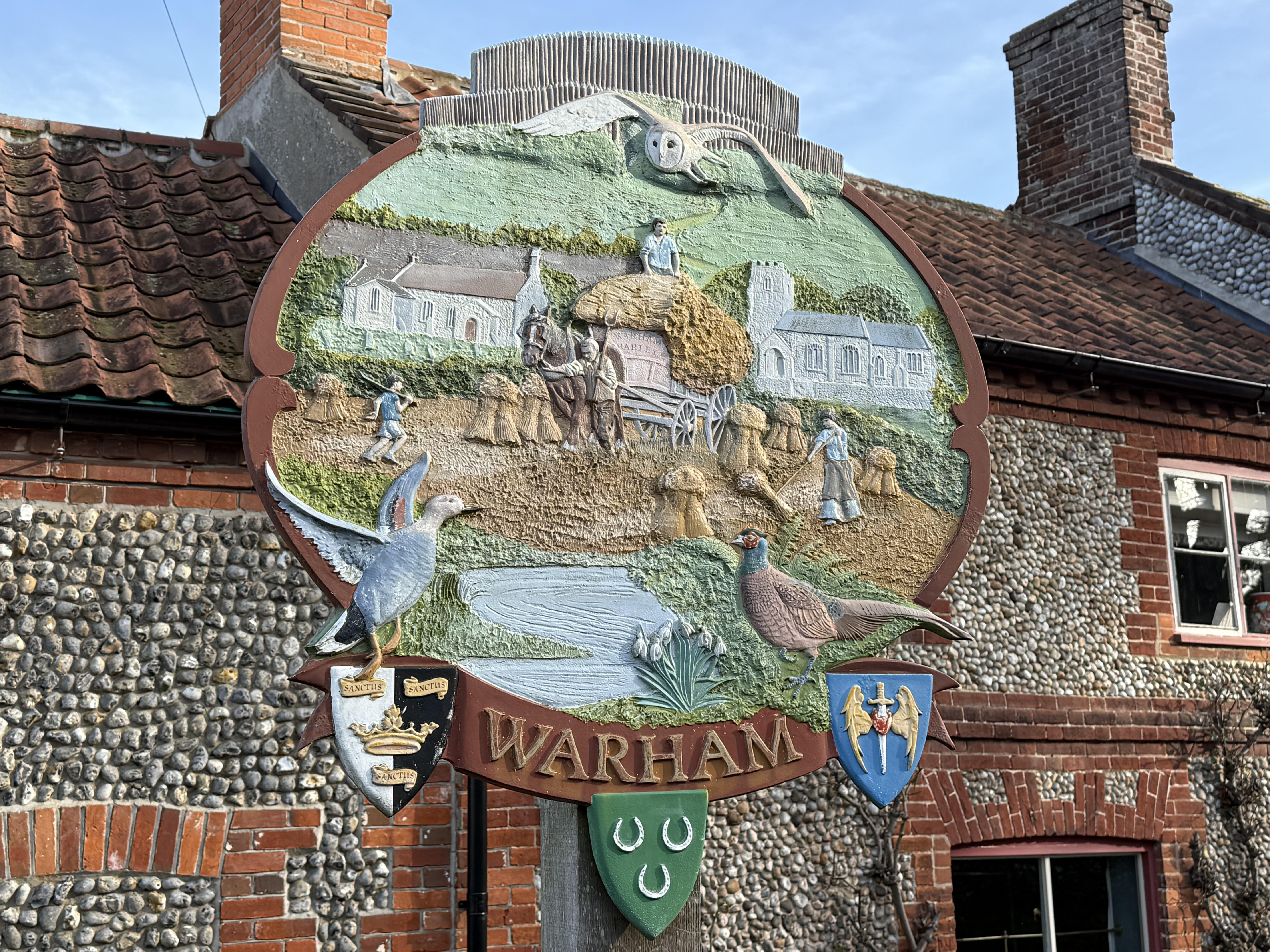 3. The village sign at Warham, near the north Norfolk coast