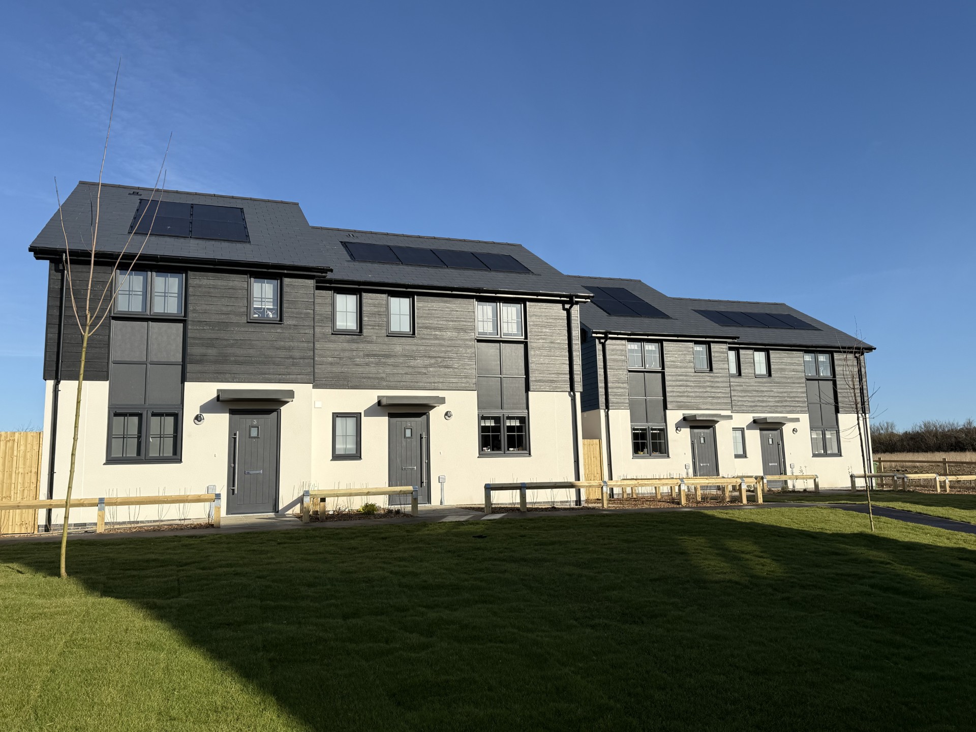 4. The new homes all feature solar panels and air-source heat pumps