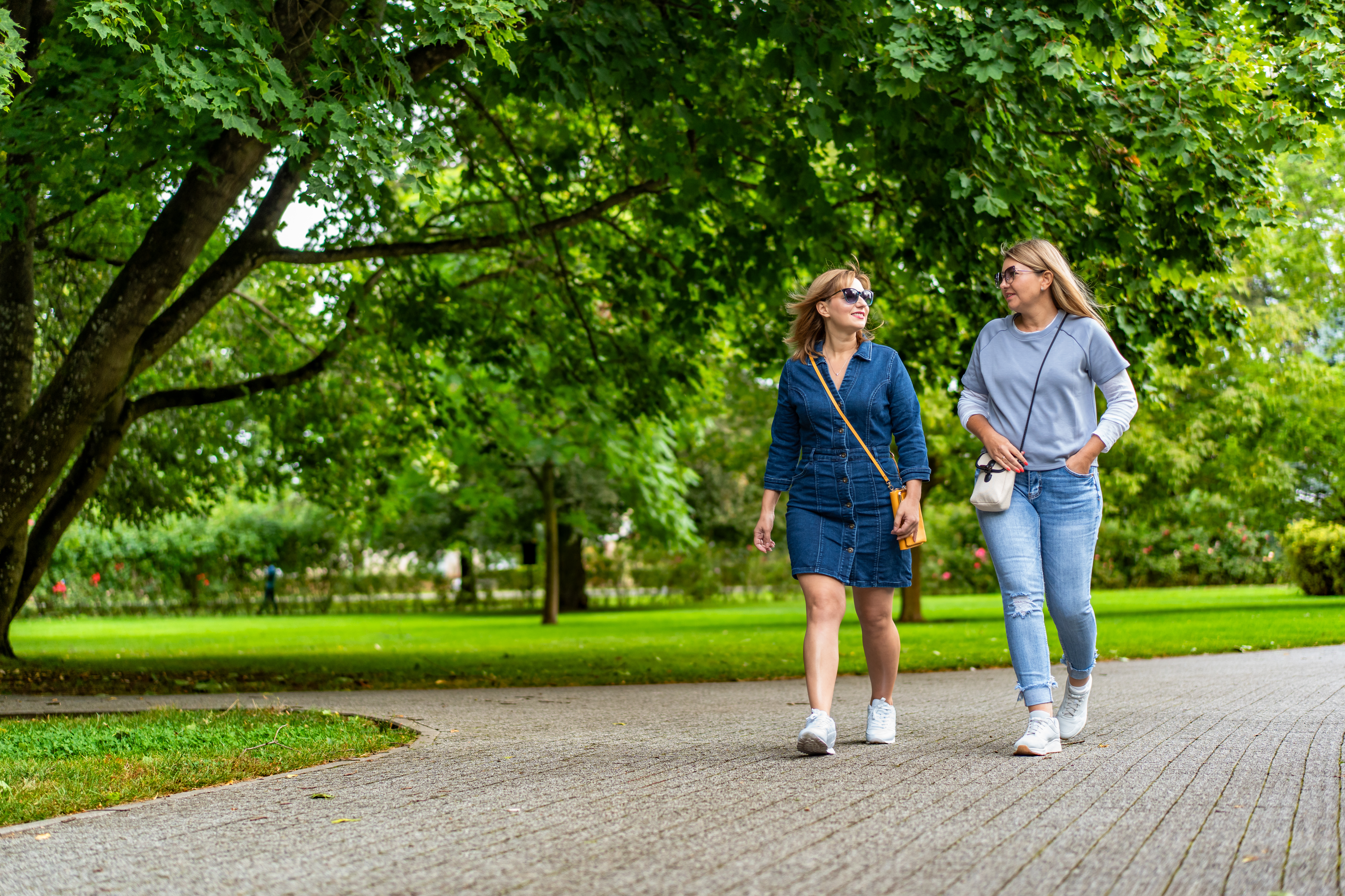 Two women enjoying a walk