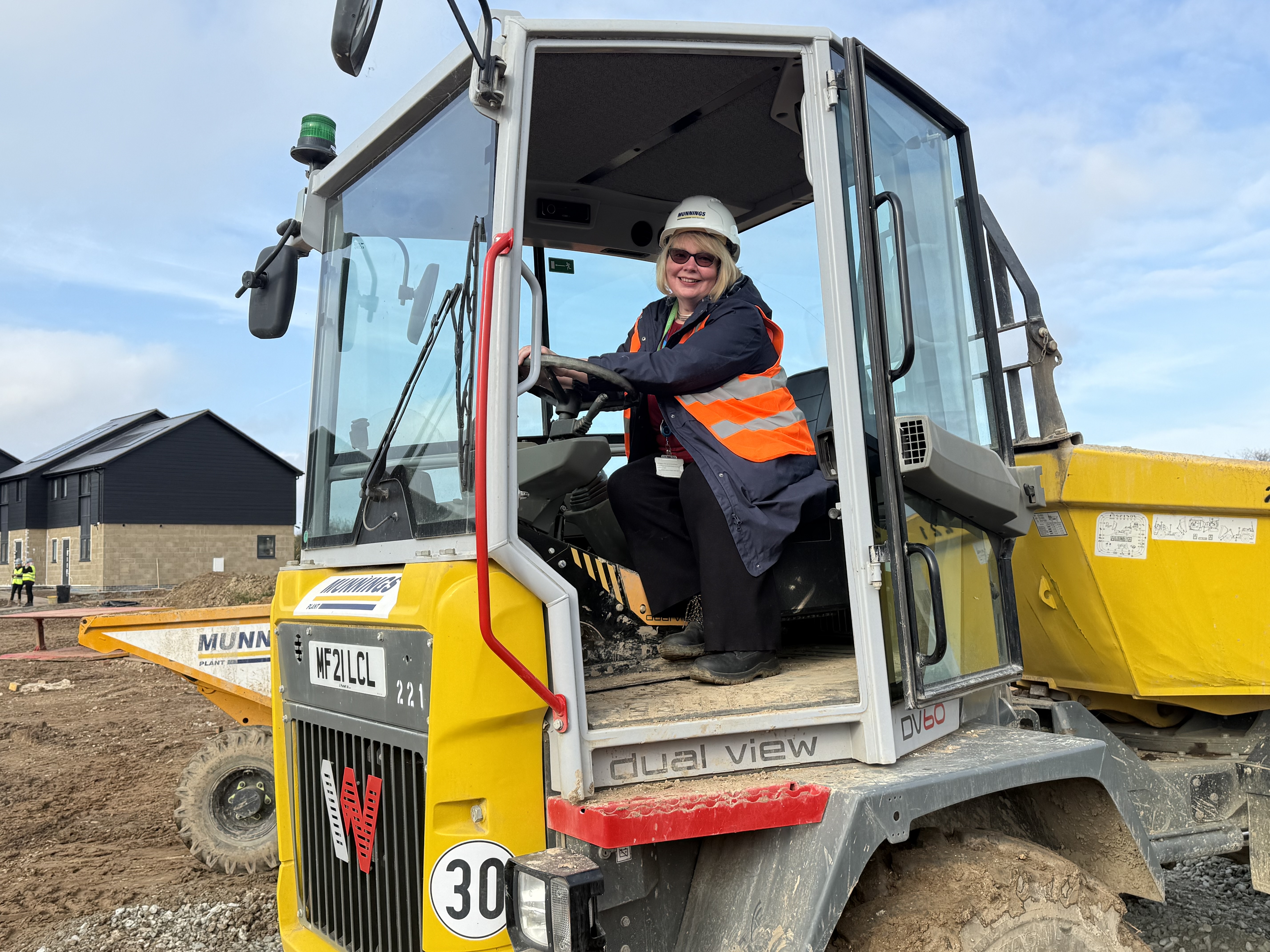 NNDC’s Wendy Fredericks commandeers a dumper truck at Stiffkey Road in Warham