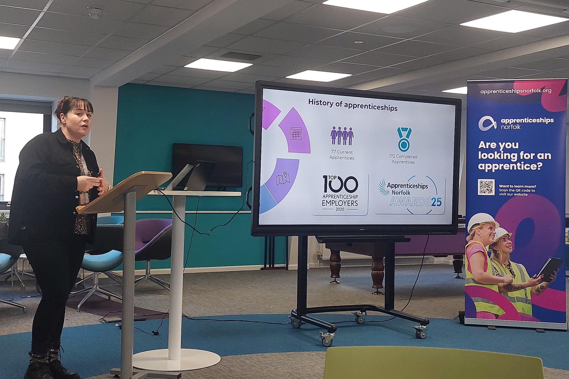 Nadine Tapp, Head of Group Academy for Bromford Flagship, leading a session at a recent apprenticeships event